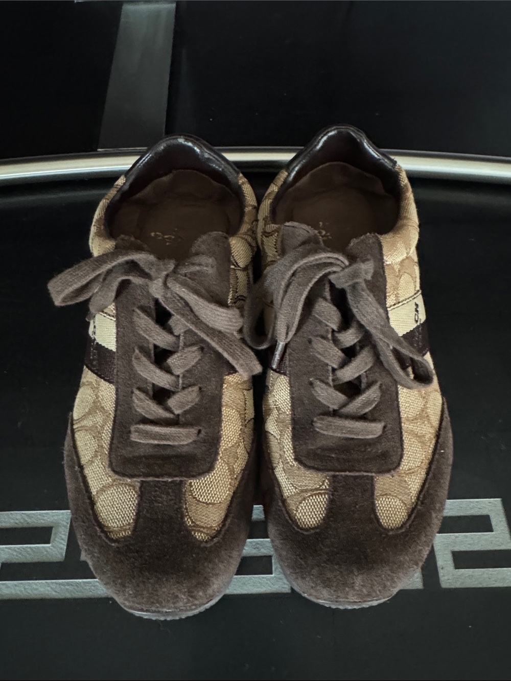 Coach Brown Signature Logo Lace-Up Sneakers